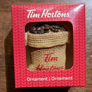 Tim Hortons coffee beans basket Christmas tree ornament NEW collectible